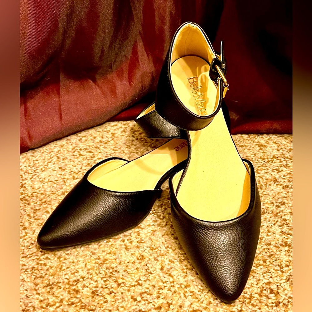 Bella Marie Black Angie Ankle Strap Flat